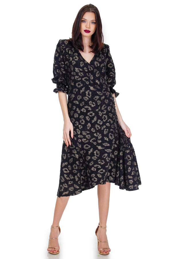 Rochie tricot negru cu aramiu  Liza Panait Liza Panait Online Boutique